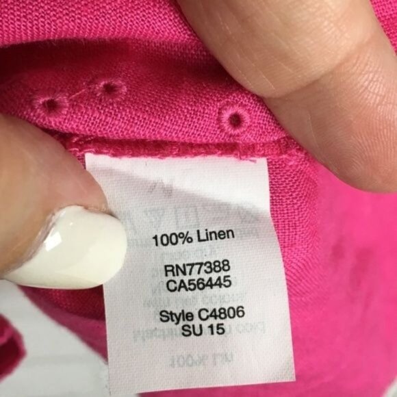 J.Crew Pink 100% Linen Short Sleeve Scalloped Hem Blouse Top Womens Size 2 - Picture 5 of 7